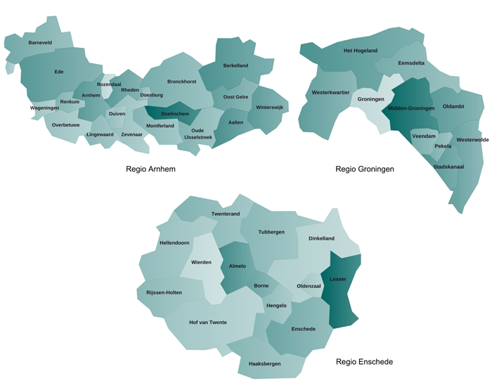 Bekijk welke gemeentes in onze regio’s vallen